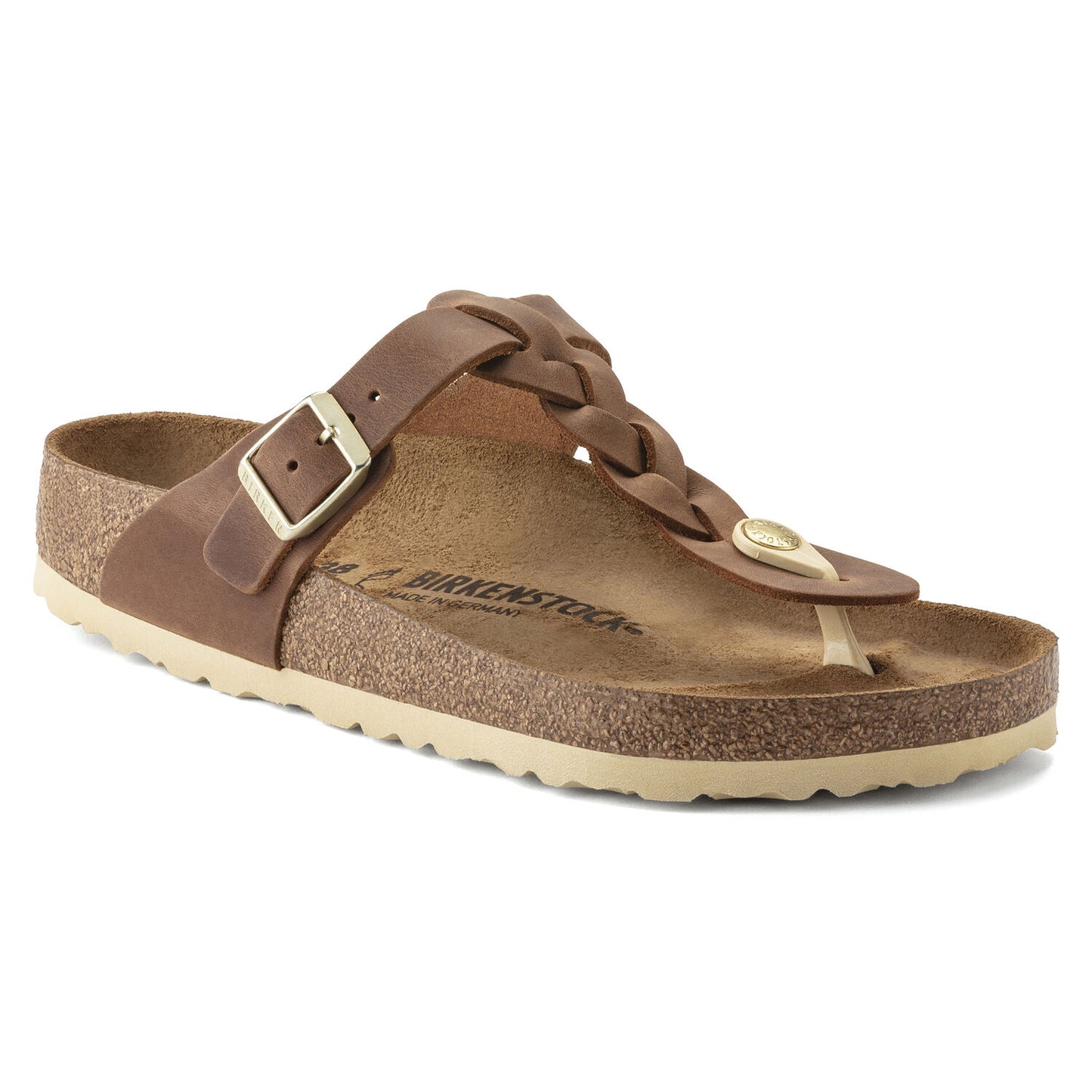 Sandales Birkenstock Femme Gizeh cognac cuir huilé