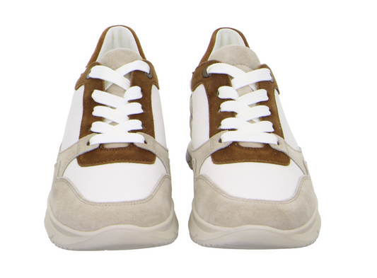 Basket ARA Femme Lazio cuir blanc et nuts