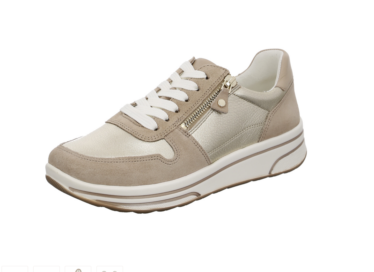 Baskets ARA Femme Saporo cuir sand platin