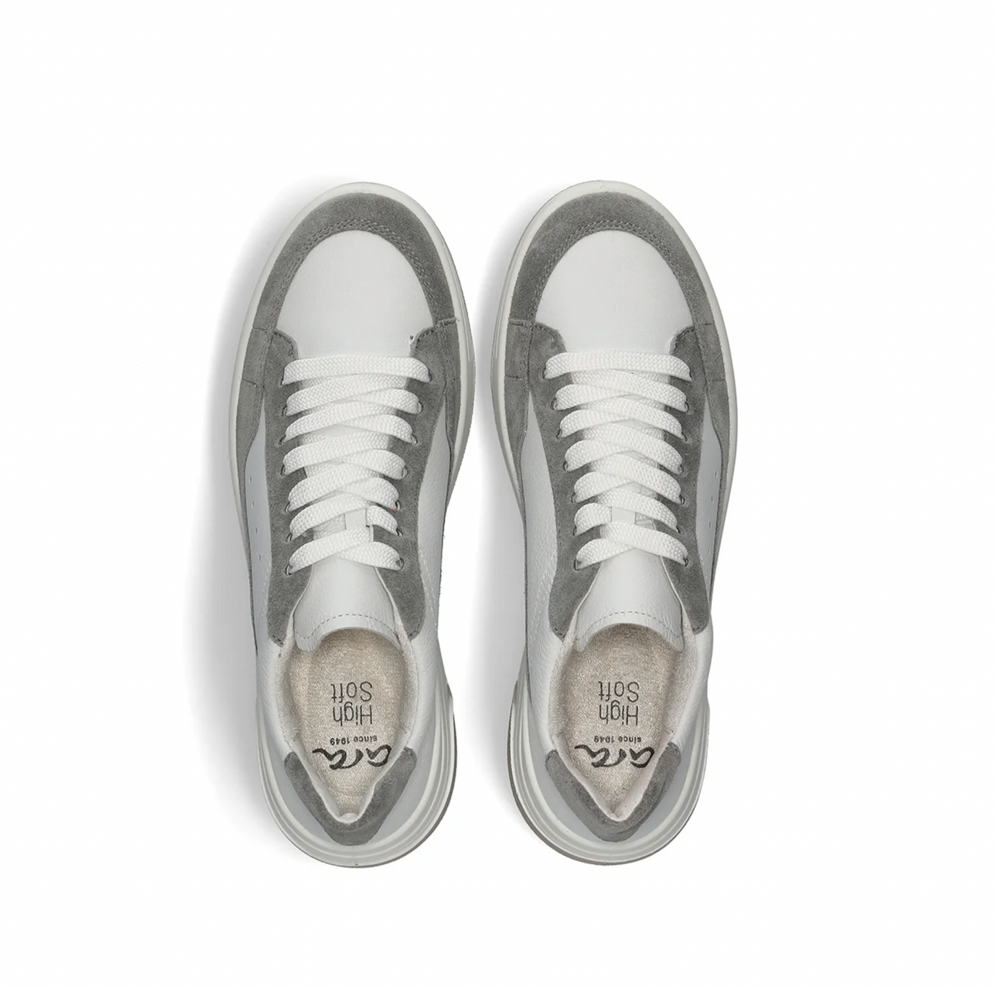 Baskets Ara Femme Master en cuir Blanc et Oyster