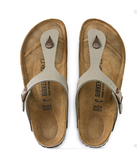 Sandales Birkenstock Femme Gizeh Birko Flor nubuck Stone