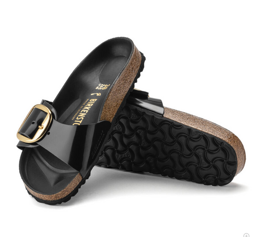 Sandales Birkenstock Femme Madrid Big Buckle Cuir verni Noir
