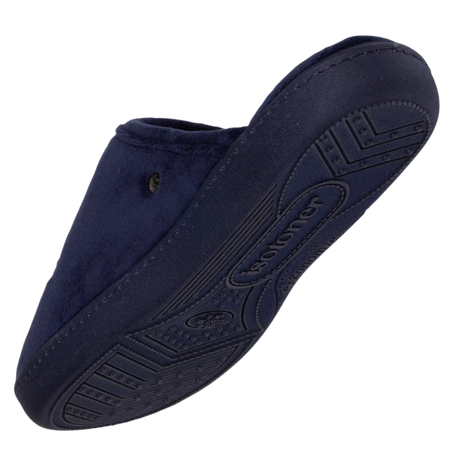 Chaussons Mules a mémoire de forme Isotoner Femme velour Marine