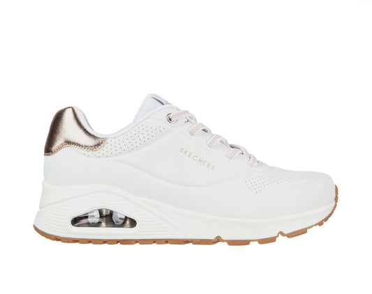 Baskets Skechers UNO Shimmer away Femme Blanc gold