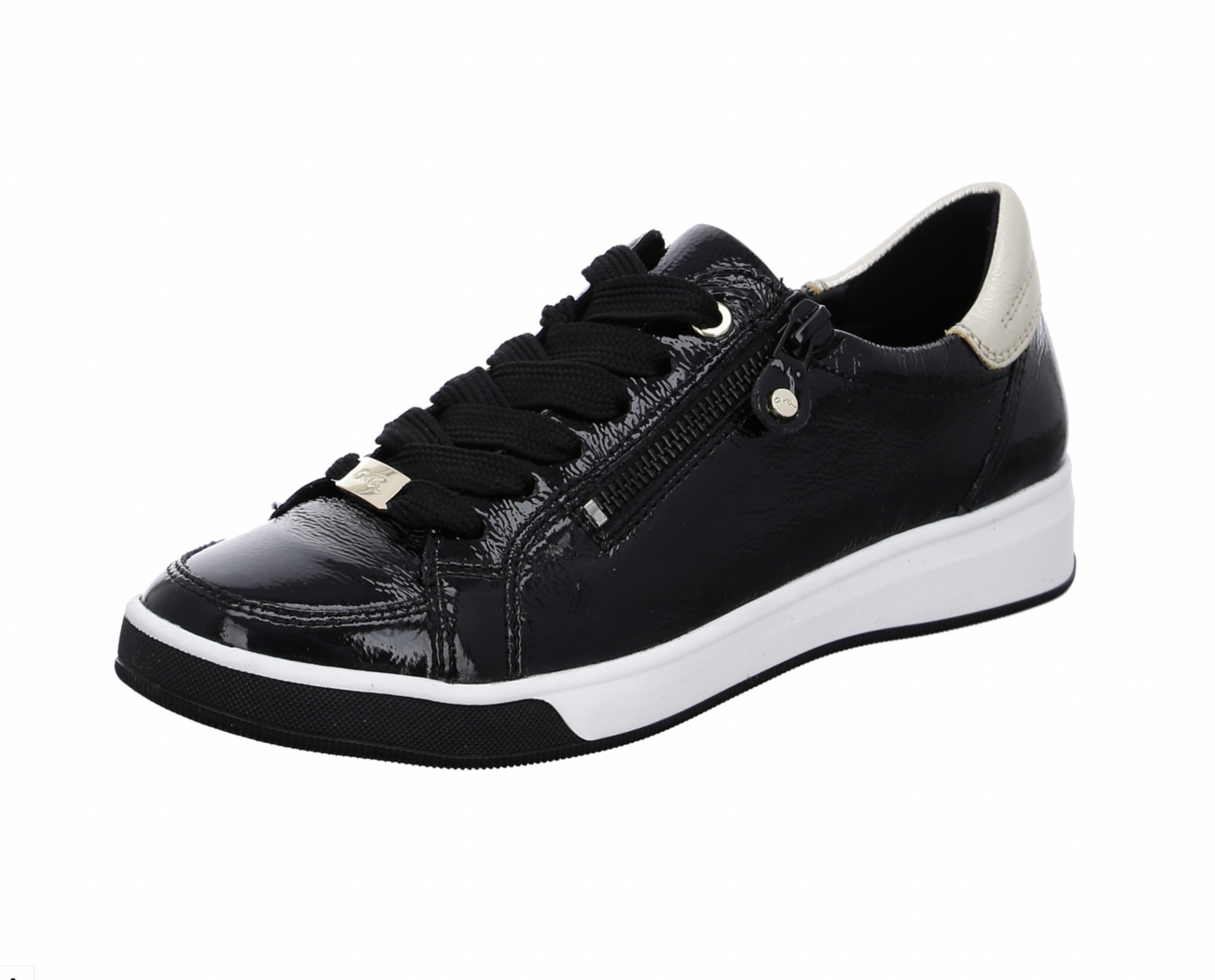 Sneakers ARA Femme Rom cuir verni noir