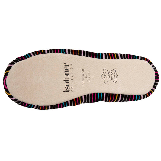Ballerine Isotoner femme velour bio rayures