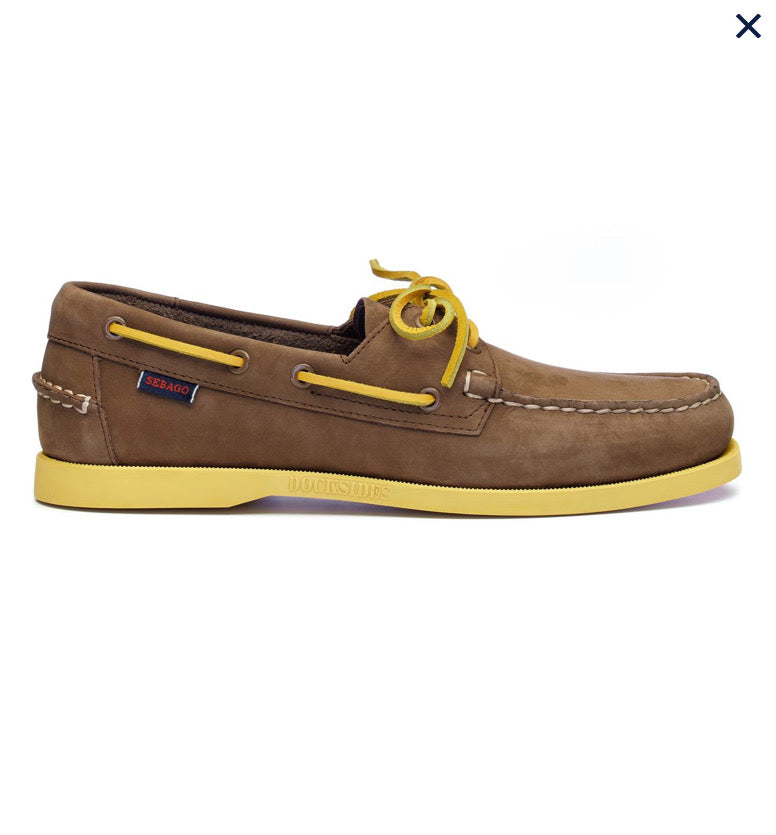 Chaussures Sebago Homme Dockside Nubuck Marron et Jaune