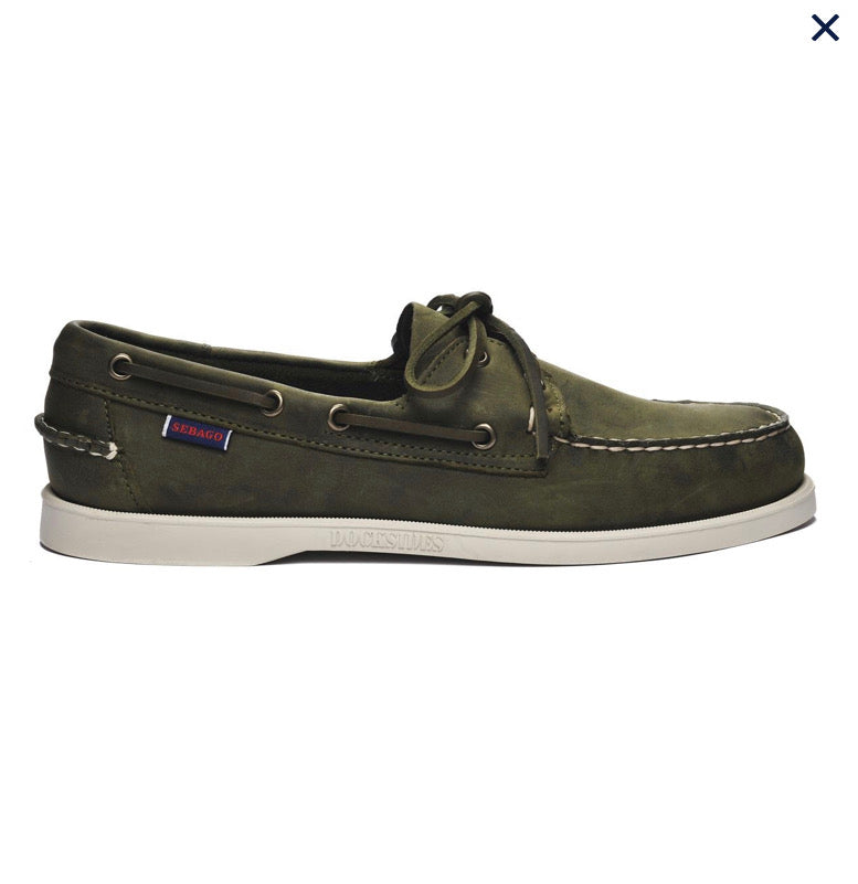 Chaussures Bateau Sebago Homme Dockside Portland Cuir Vert Armé