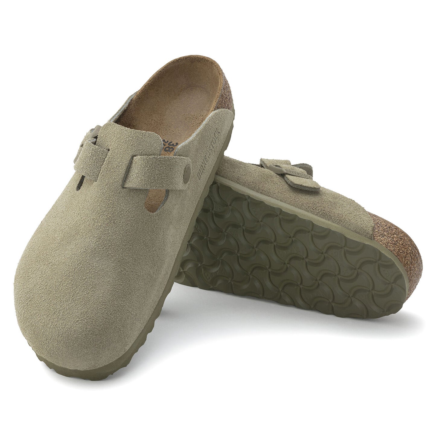 Birkenstock Boston Femme cuir suède Faded Khaki