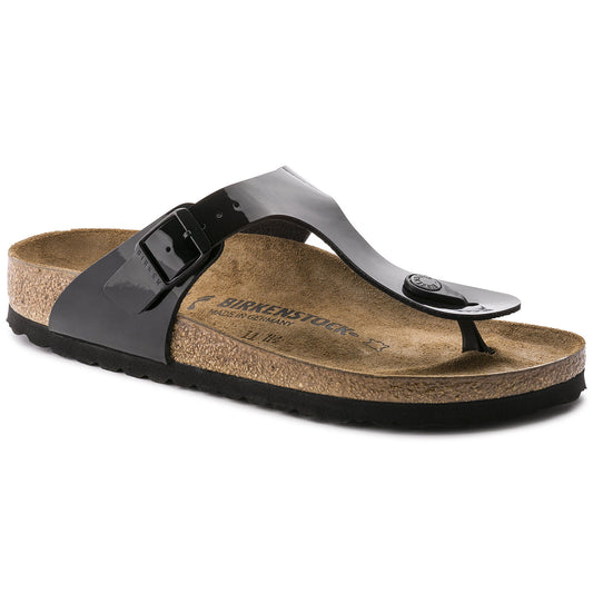 Sandales Birkenstock Femme Gizeh Birko Flor verni noir