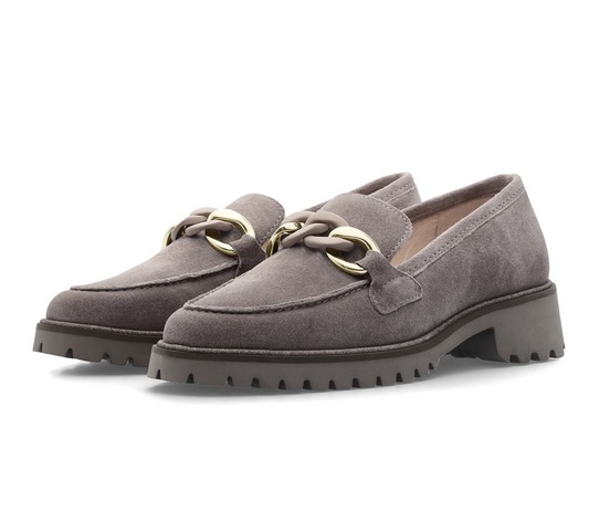 Mocassin ARA Femme Kent cuir velour gris beige