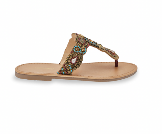 Mules les Tropeziennes Himaya cuir Bronze multi