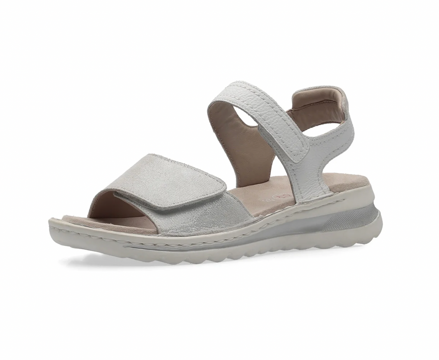 Sandales Ara Femme Tampa en cuir Blanc et Nebbia