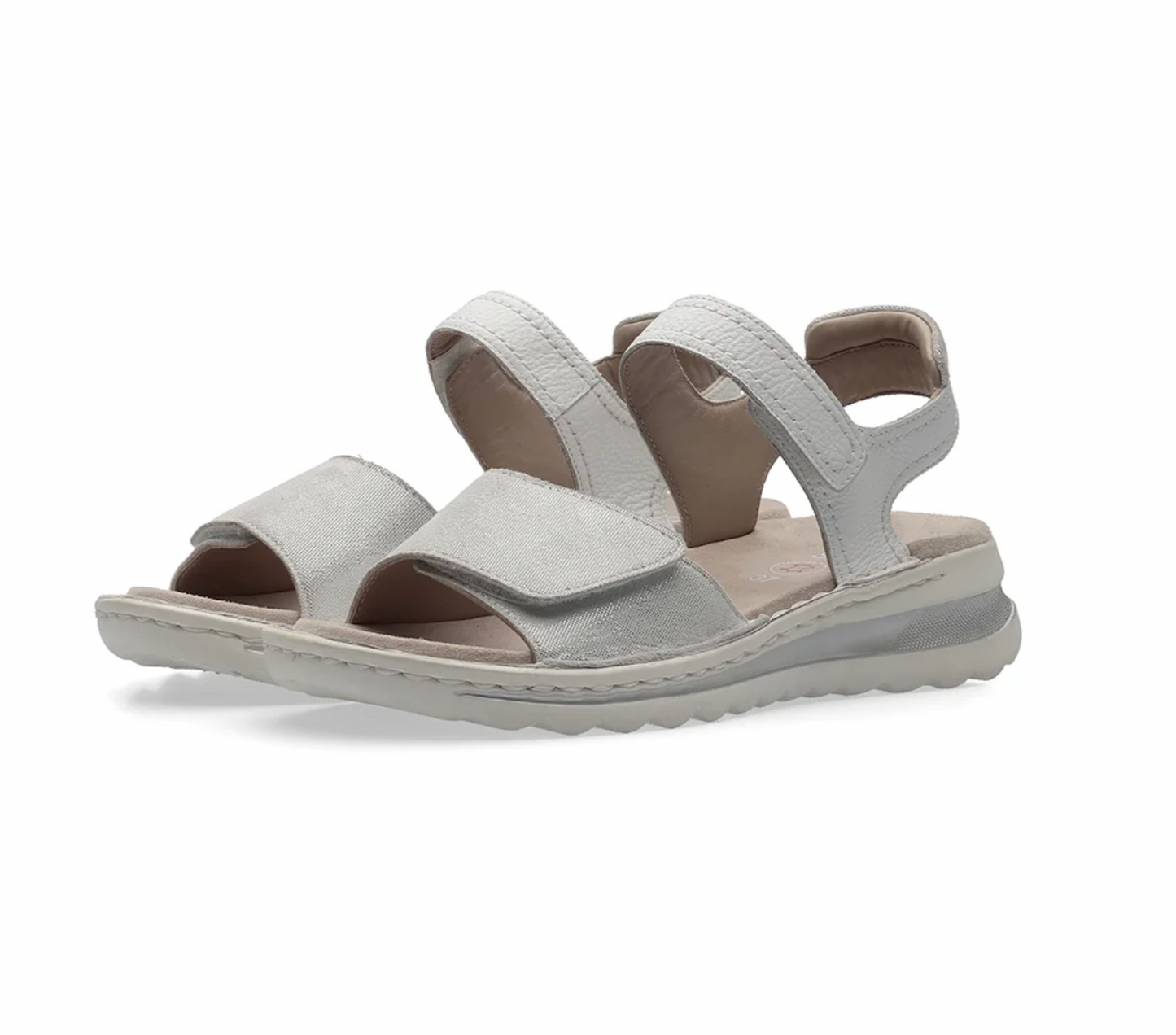 Sandales Ara Femme Tampa en cuir Blanc et Nebbia