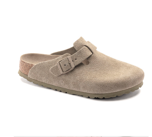 Sabots Birkenstock Homme Boston Cuir Suède Faded Khaki