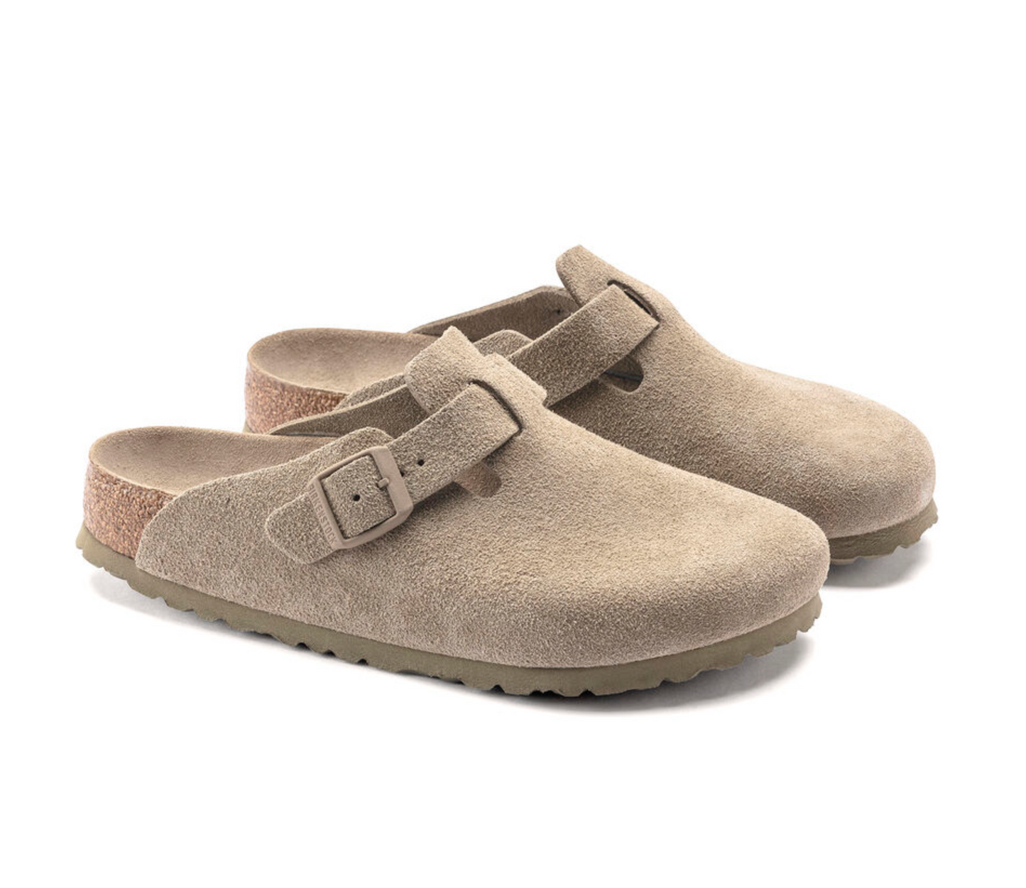 Sabots Birkenstock Homme Boston Cuir Suède Faded Khaki