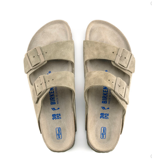 Sandales Birkenstock Homme Arizona Cuir Suède Faded Khaki