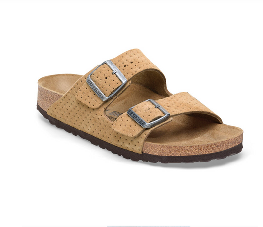 Sandales Birkenstock Femme Arizona Cuir Suède Embossed Beige