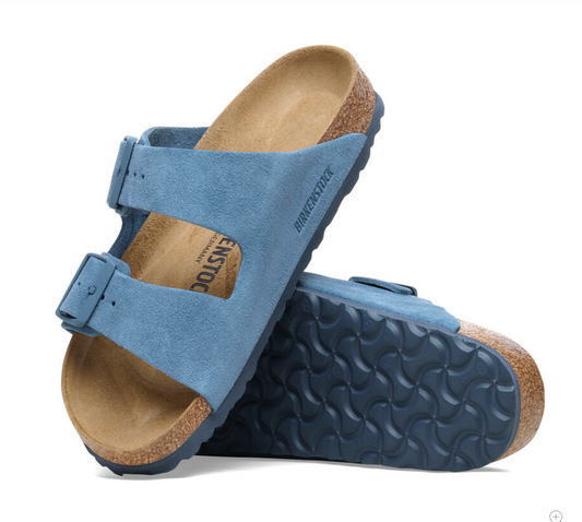 Sandales Birkenstock Femme Arizona Cuir suède Elemental Blue