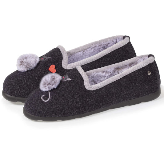 Chaussons ergonomiques Isotoner Femme Jersey gris chiné.