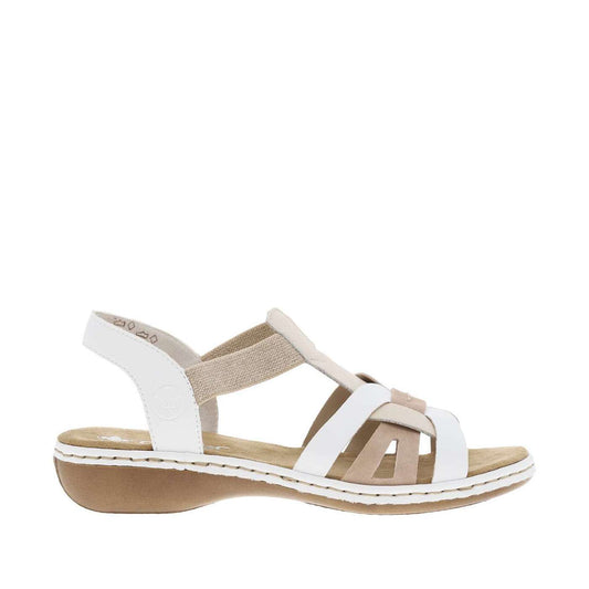 Chaussures Rieker Femme cuir et textile blanc et Beige