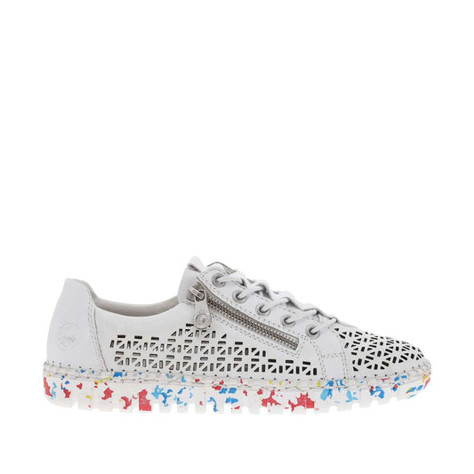 Chaussures Rieker Femme cuir et textile Blanc semelle multicolore