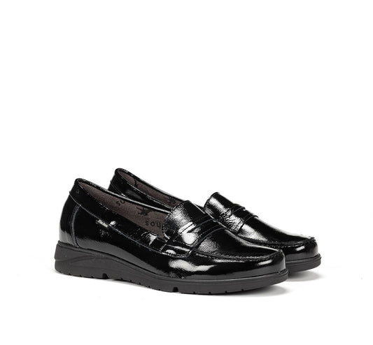 Mocassin Dorking by Fuchos Styll Femme cuir verni Noir