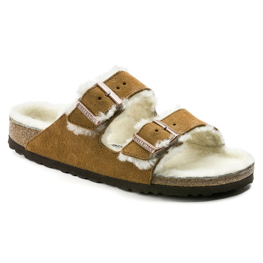 Birkenstock Arizona  Femme cuir suède Mink fourrée laine