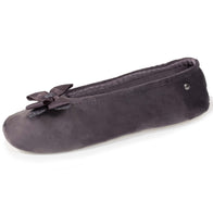 Ballerine Isotoner femme velour bio grise avec nouveau Noeud