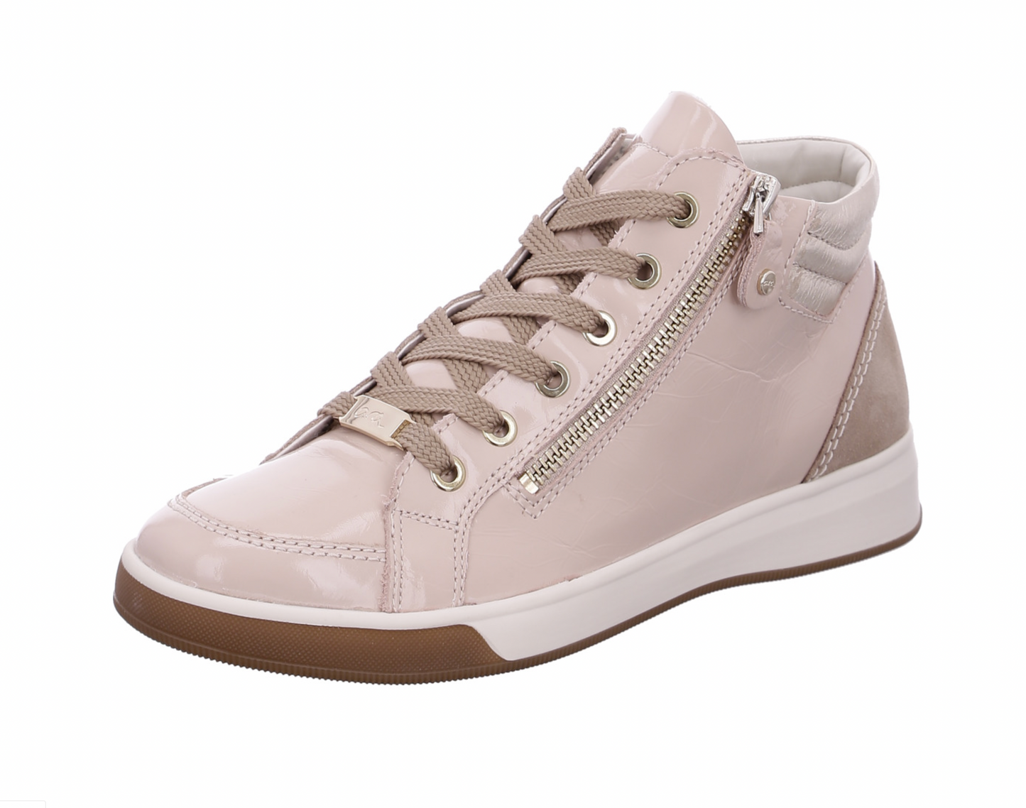 Basket ARA Femme ROM cuir verni beige