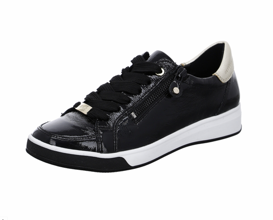 Sneakers ARA Femme Rom cuir  verni noir