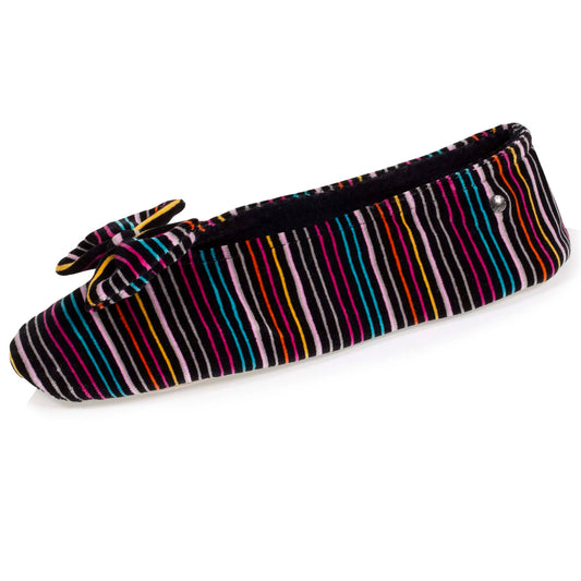 Ballerine Isotoner femme velour bio rayures