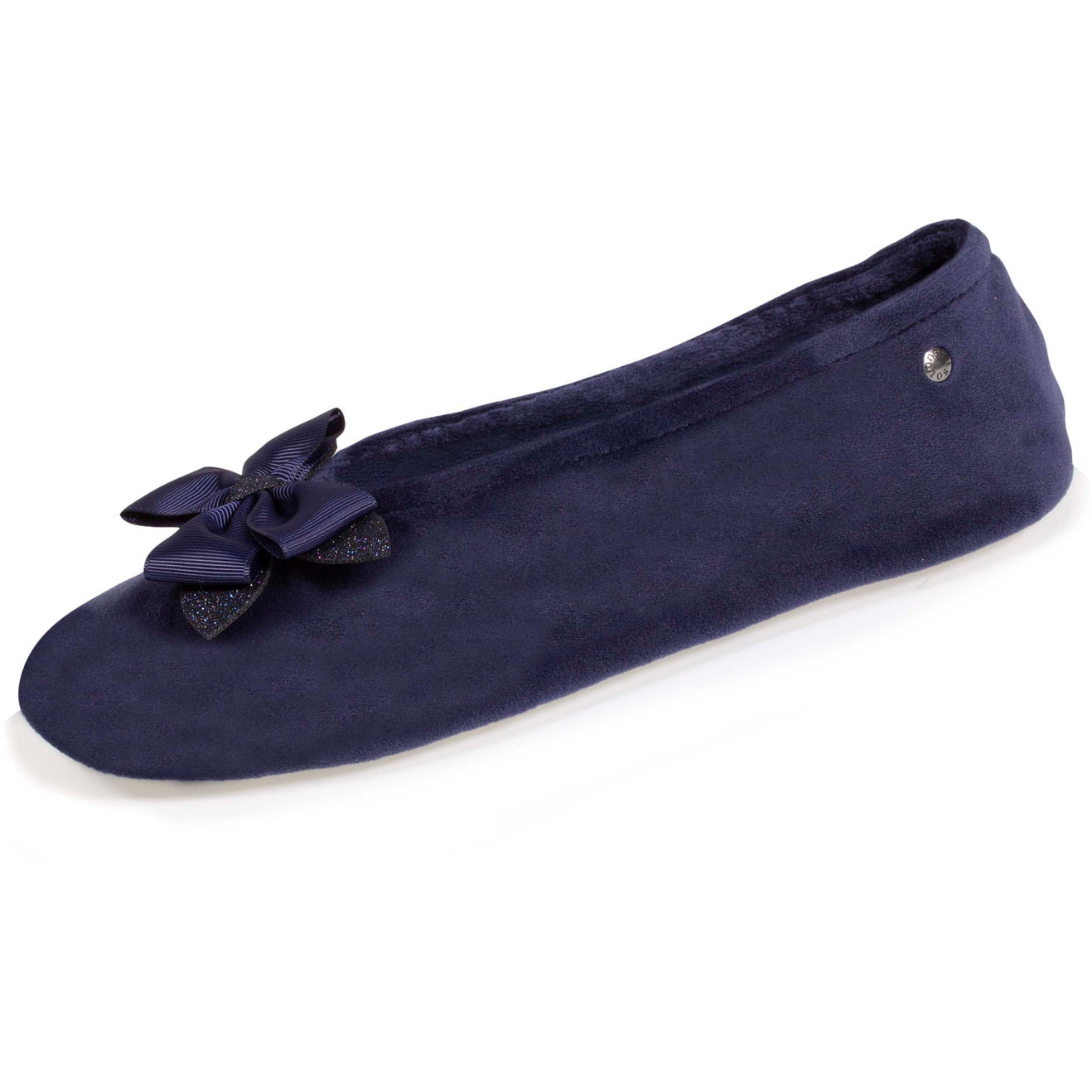 Ballerine Isotoner femme velour bio marine avec nouveau noeud