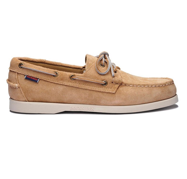 Chaussures Bateau Sebago Homme Dockside Portland Cuir Suède Beige