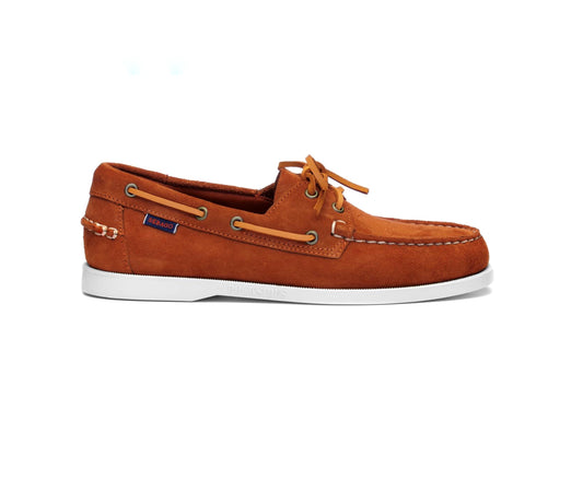 Chaussure bateau Sebago Homme Dockside Portland cuir suède Brandy