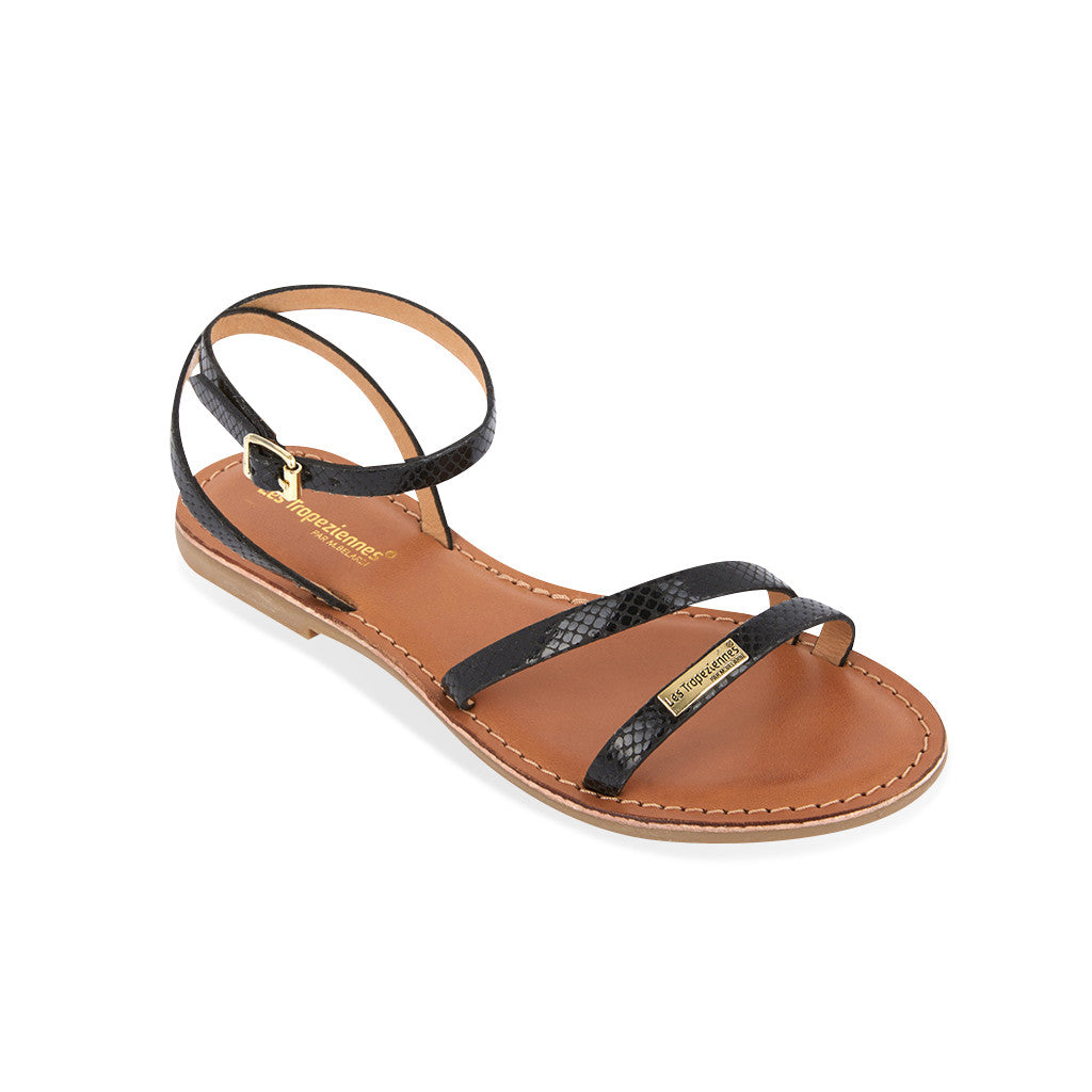 Sandales Les Tropéziennes Hanak Noir Serpent Cuir