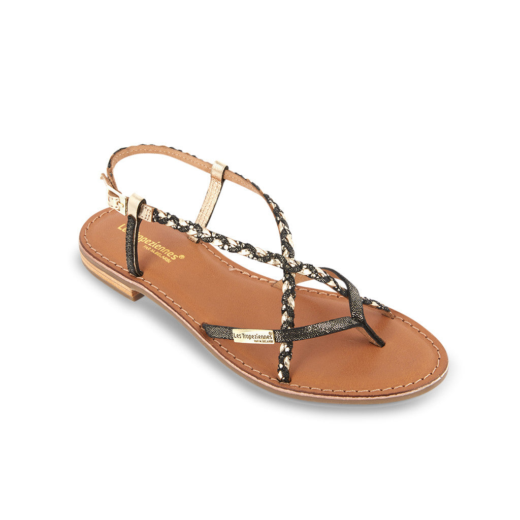 Sandales Les Tropéziennes Monatres cuir noir irisé